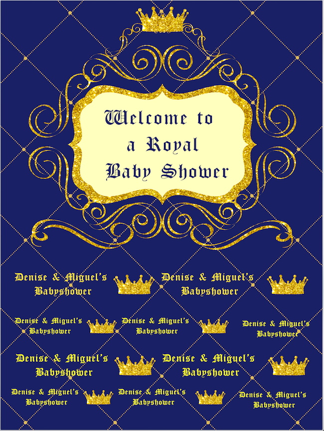 ROYAL BABY SHOWER  BACKDROP / ROYAL BLUE - Twins Print
